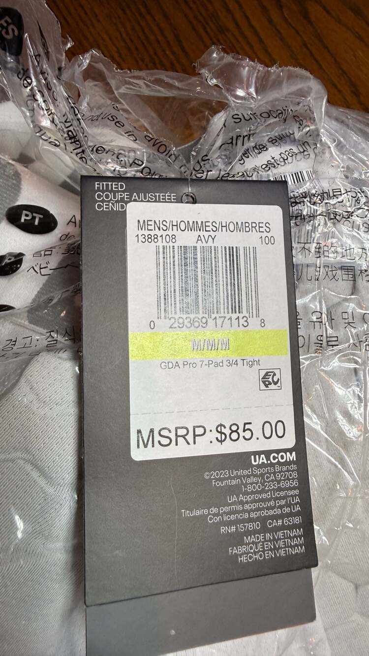 Under Armour GDA Pro 7-Pad 3/4 Tight Size M White Hex Padded